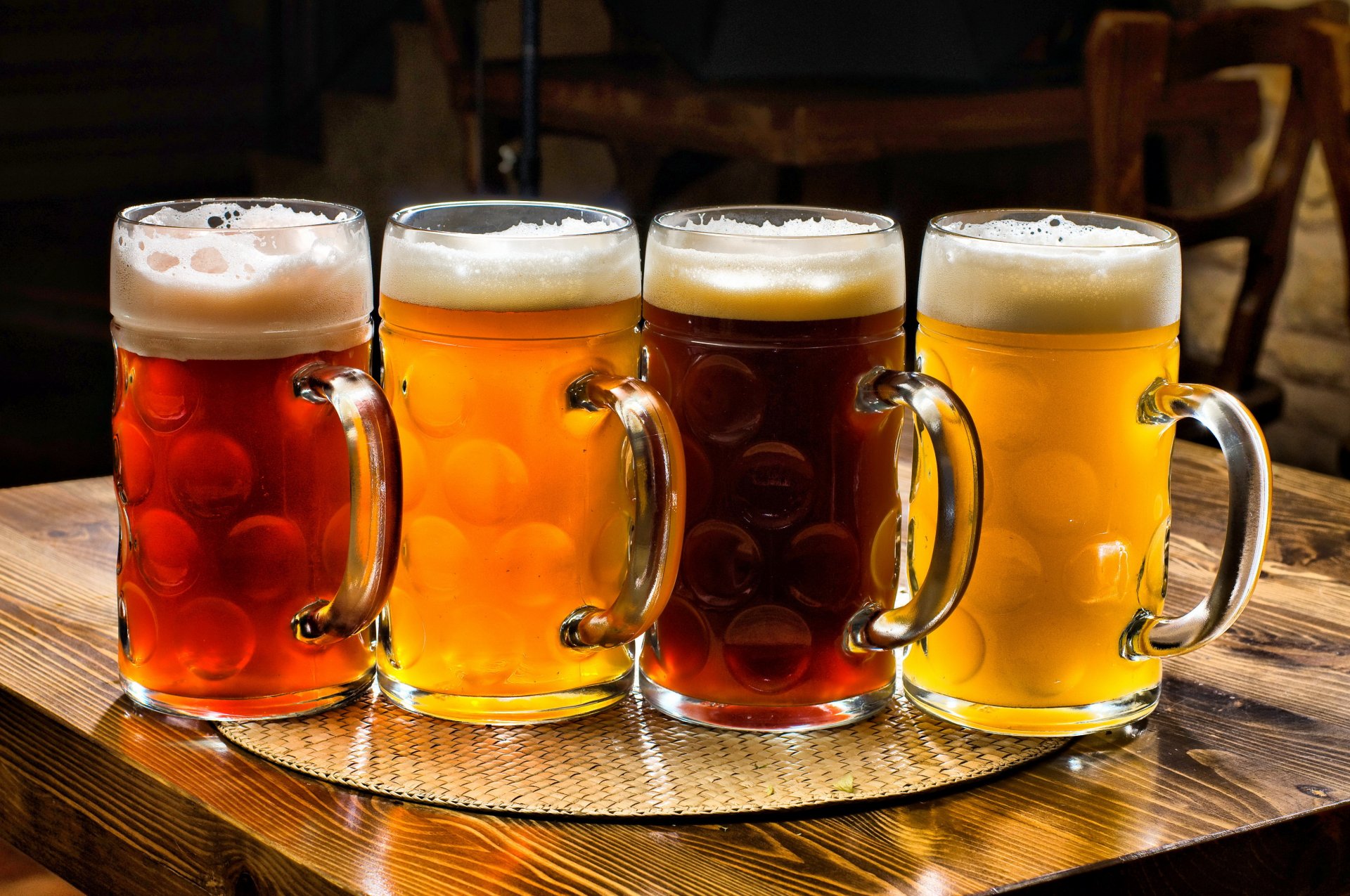 the liquid beer table glasses foam flowers view