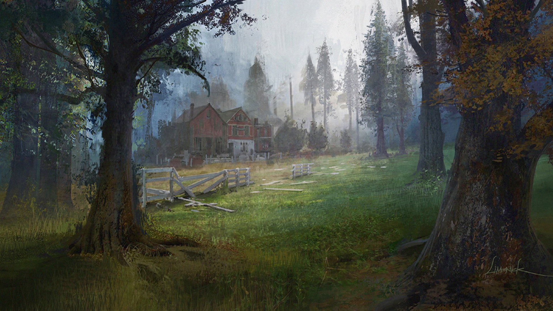 art the last of us forest trees house