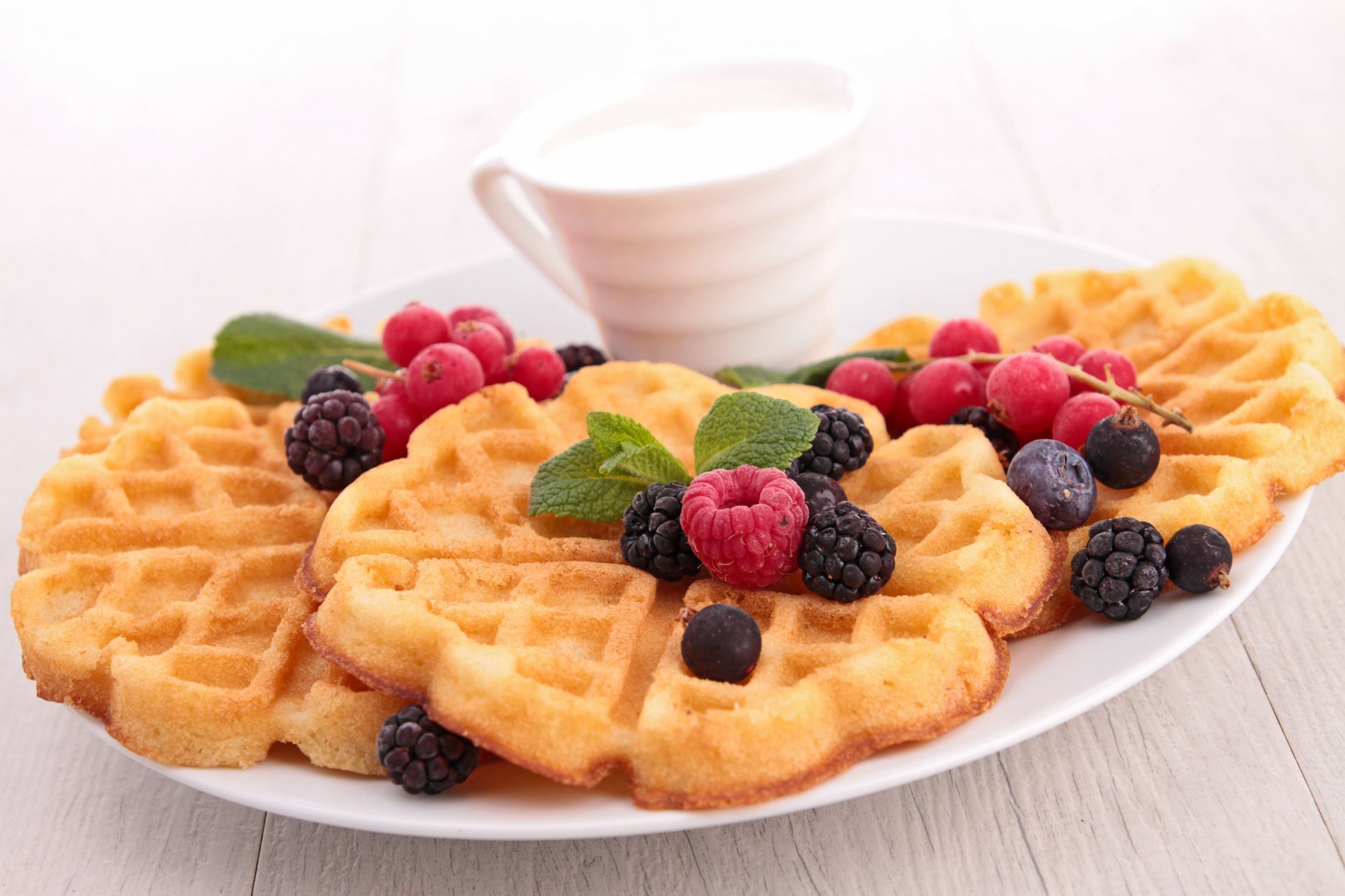 dessert cake sweet food raspberries blackberries blueberries red currants food cream waffles raspberrie