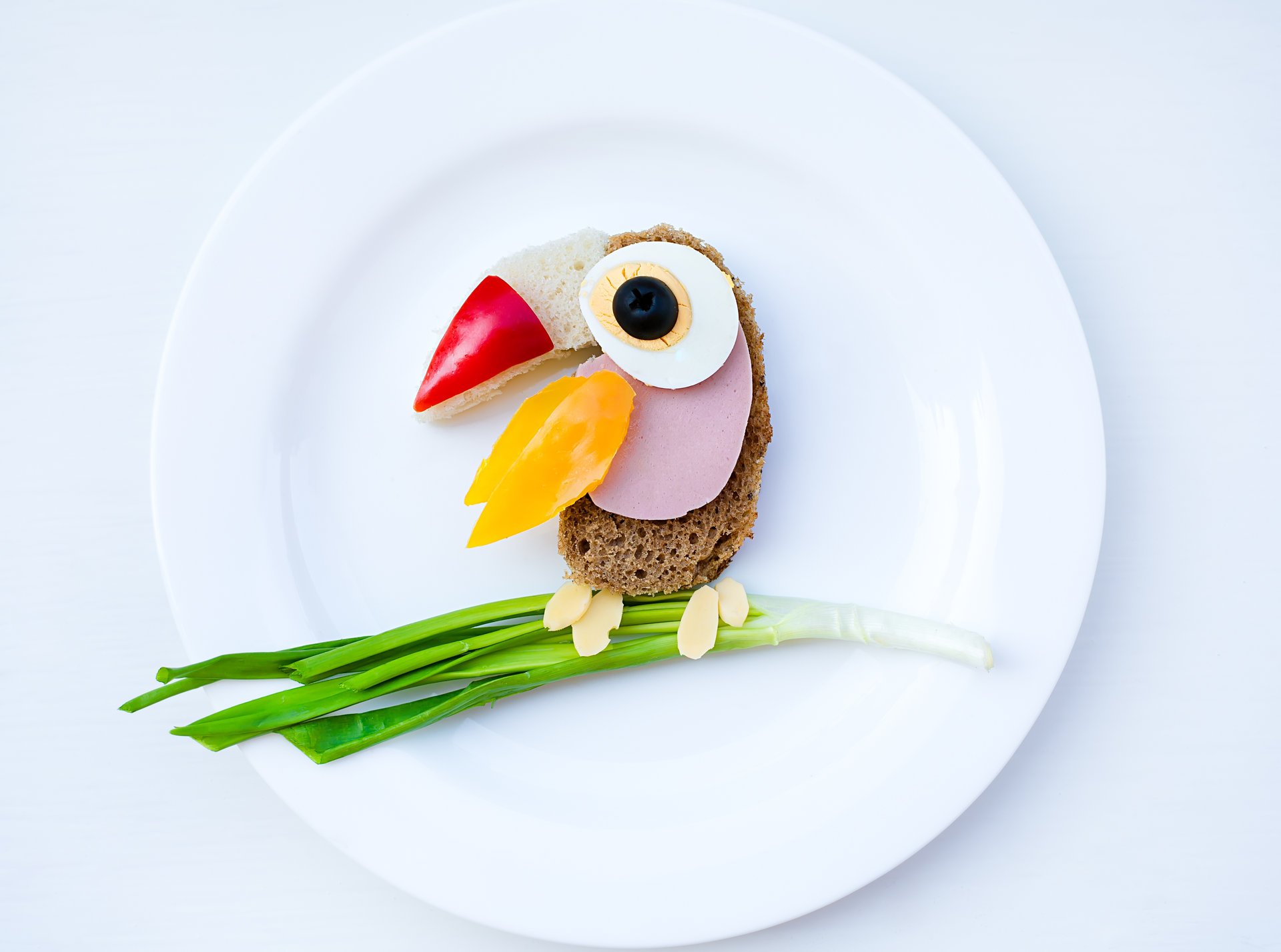 frühstück teller essen kreativ brot ei pfeffer frühlingszwiebeln käse