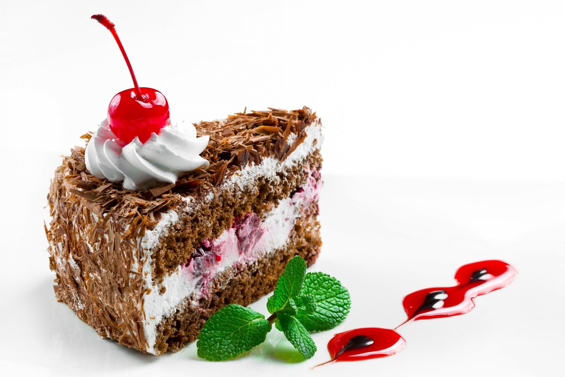 dessert cake cake sweet food cream cherries mint chocolate food