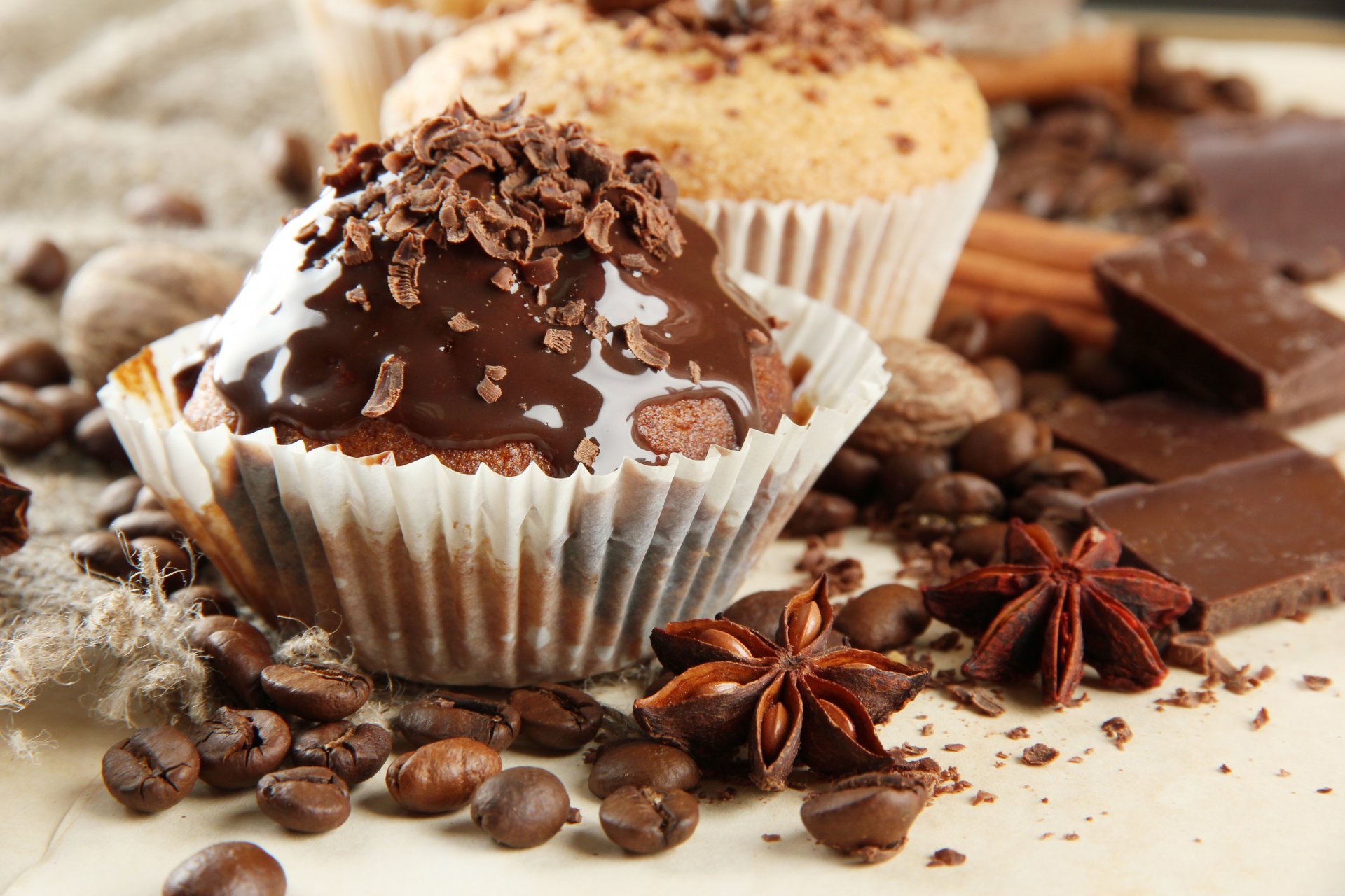 cupcakes chocolate baking coffee grain spices anise sweet food dessert