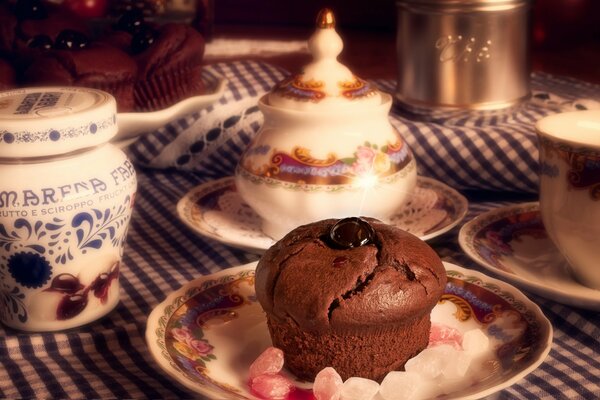 Postre en un plato de forfort