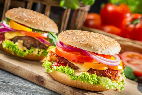 Photo of a hamburger with onions and meat