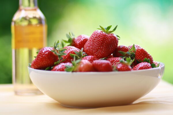 Red strawberries on a plate