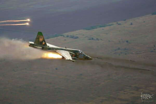 Flight combat exercises over the field