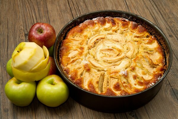 Apple pie in a baking dish