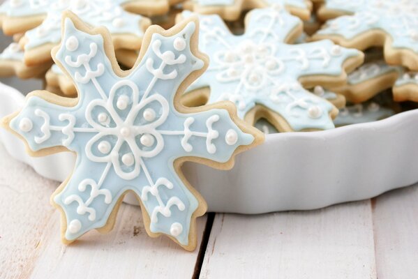 Christmas cookies with snowflake patterns