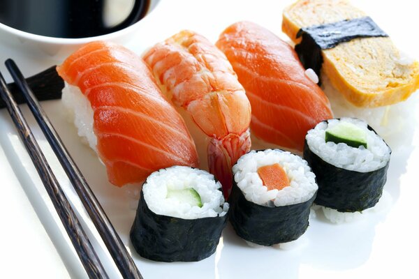 Sushi and rolls, taste Japan
