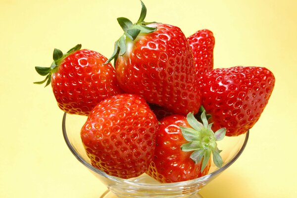 Fraises mûres dans une tasse transparente