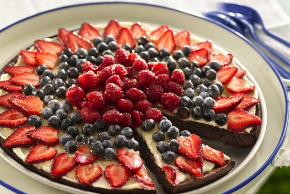 Sweet cake with different berries