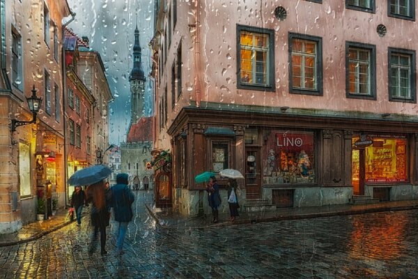 Dipinto del famoso artista-serata piovosa