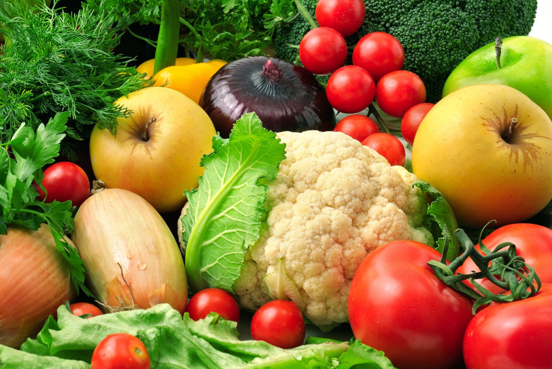 légumes fruits oignons pommes chou-fleur aubergines aneth brocoli légumes verts laitue coriandre