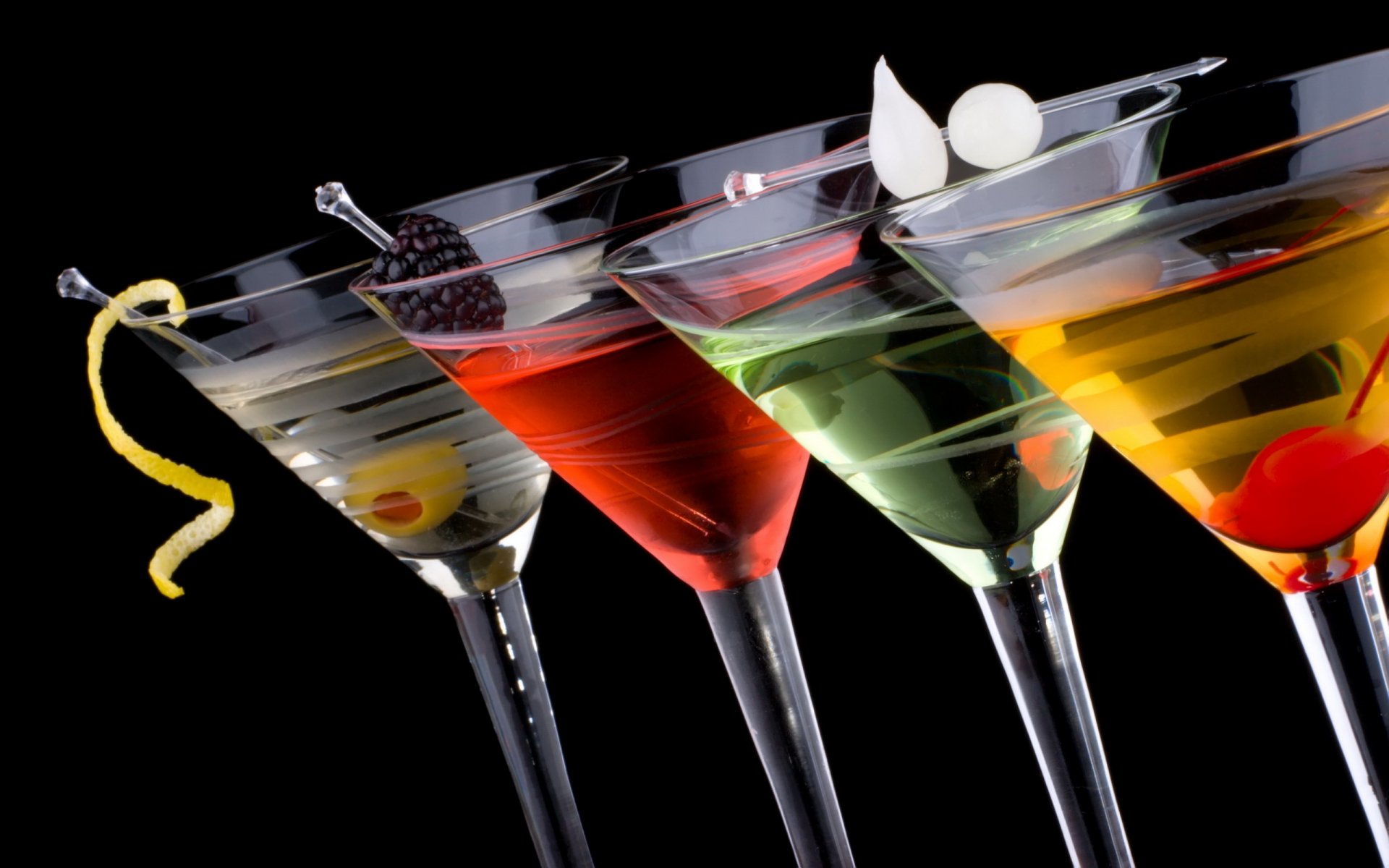 cocktails colored black background