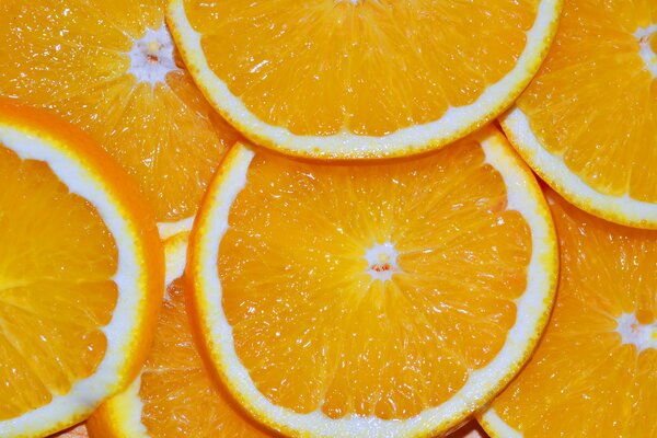 Round slices of juicy orange orange