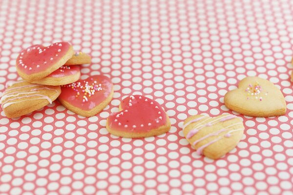 Delicious cookies with jam in the form of a heart