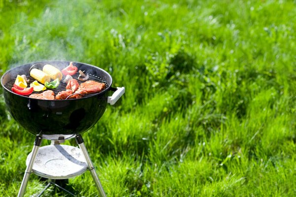 Outdoor recreation with a grill