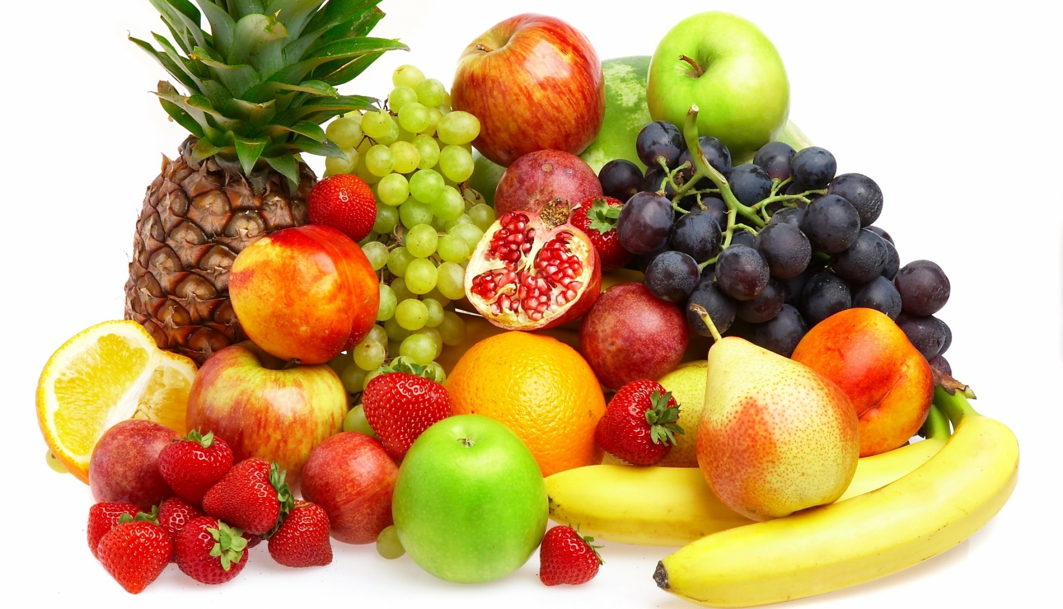 fruits berries pineapple bananas peaches strawberry grapes pear orange apple