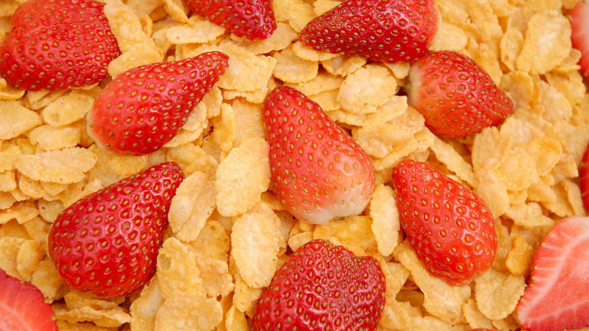 food close up berries flakes strawberries . tasty useful