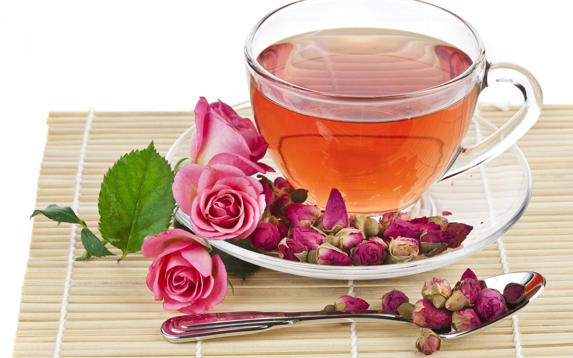 té rosa taza cuchara