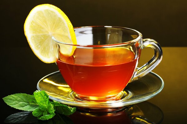 Cup and saucer. Tea with lemon