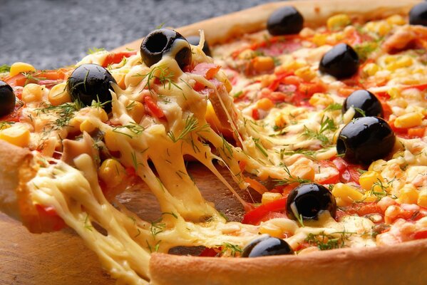 Italian cuisine pizza with olives