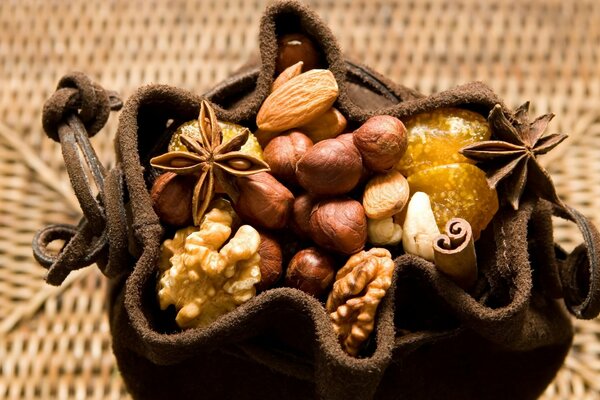 Macro pouch full of nuts