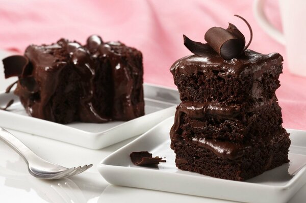 Gâteau au chocolat juteux recouvert de crème au chocolat