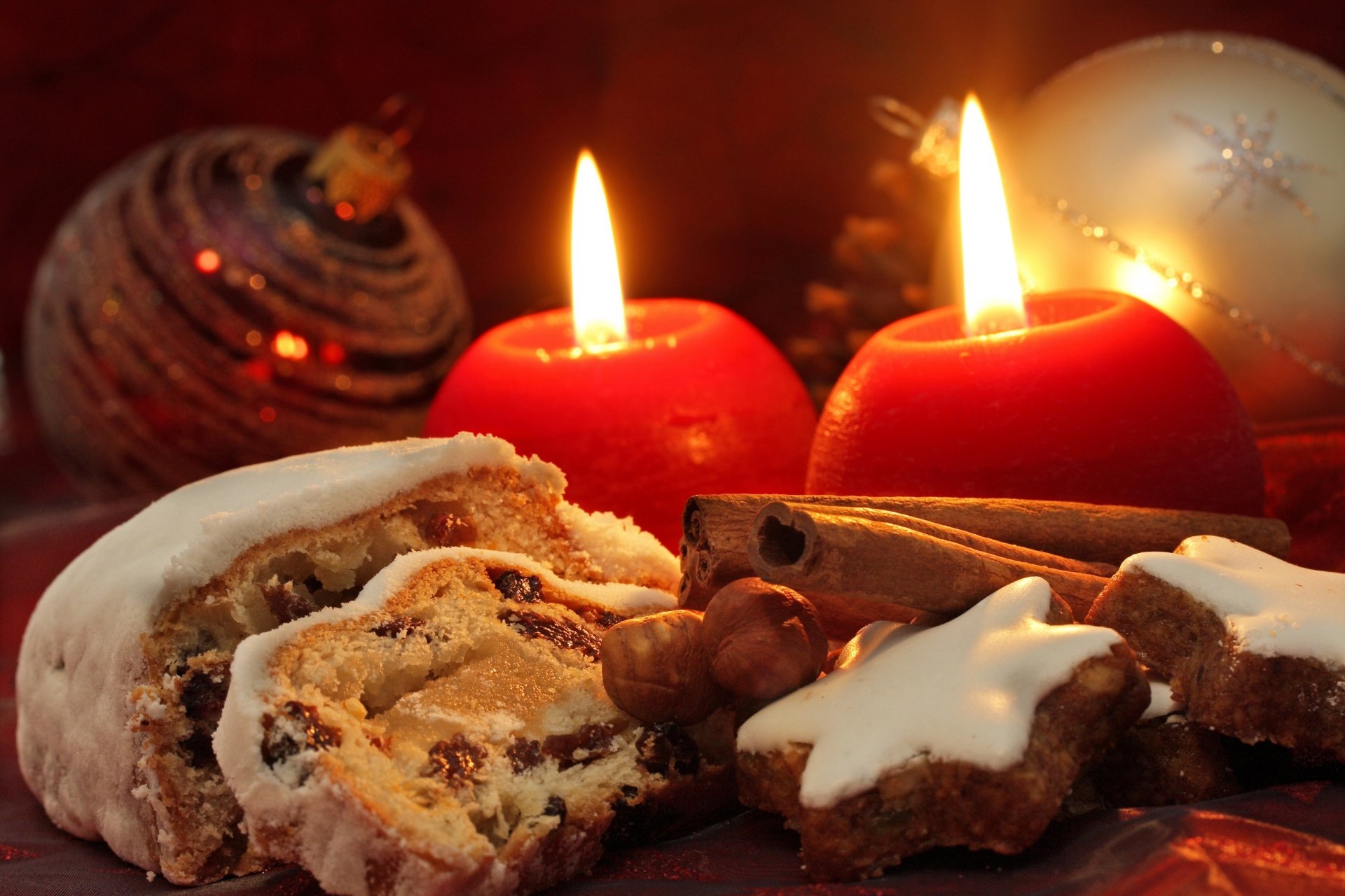 año nuevo feliz año nuevo vacaciones fondos de navidad colores de navidad decoración de año nuevo fondos de vacaciones decoraciones comida galletas dulces canela nueces velas