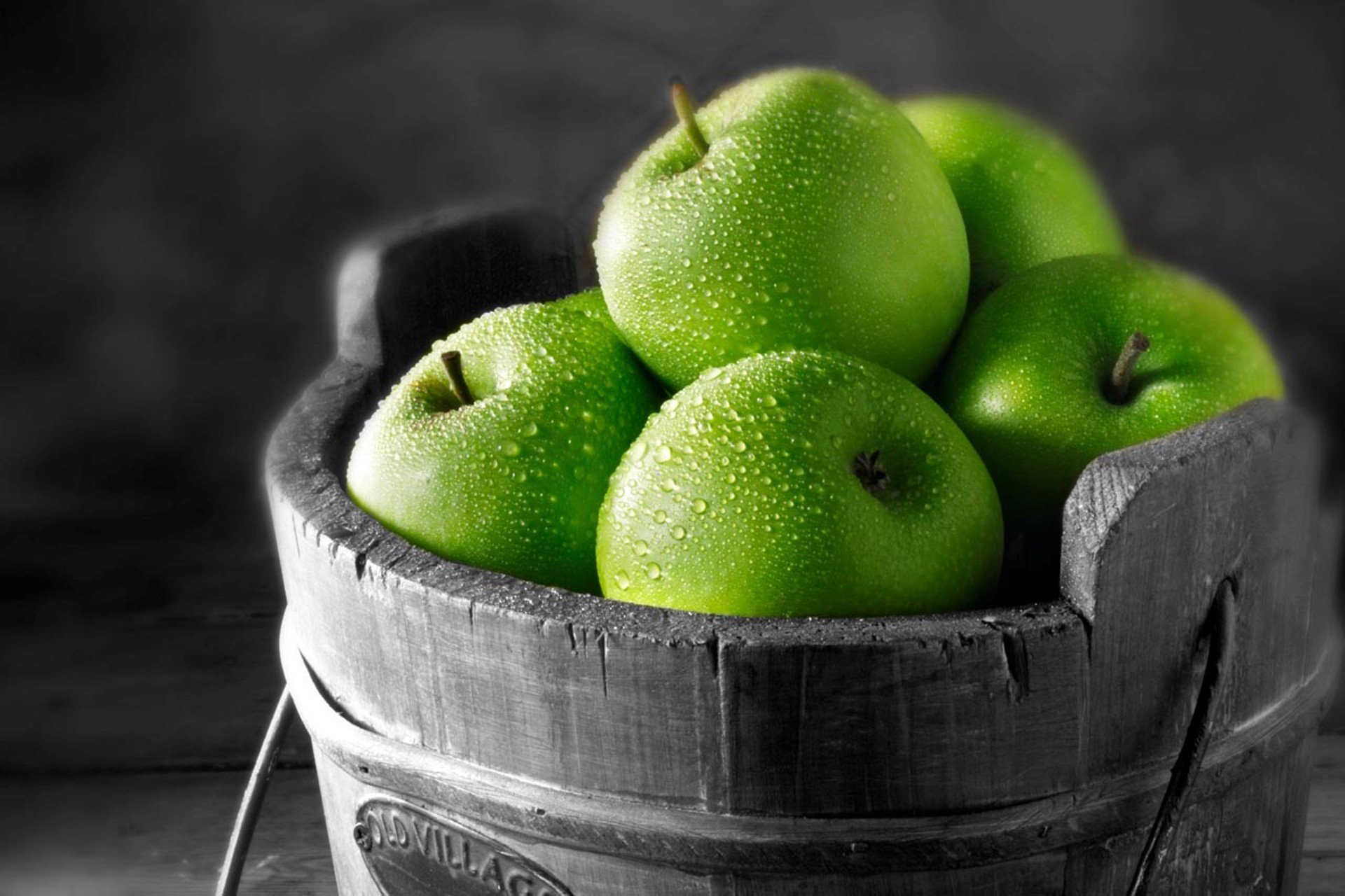foto makro bild grün äpfel tropfen früchte vitamine