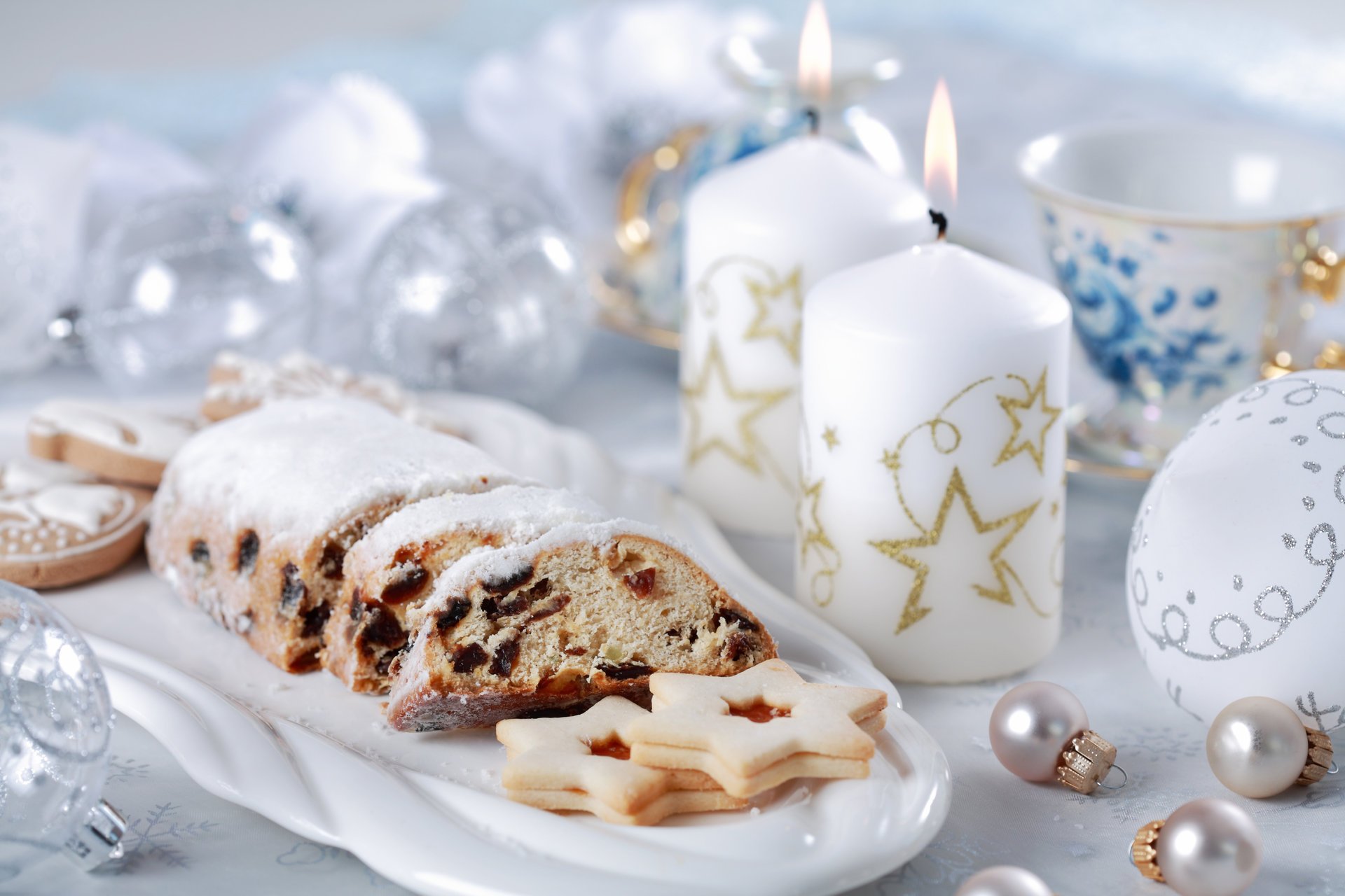 nouvel an noël thé biscuits bougies boules