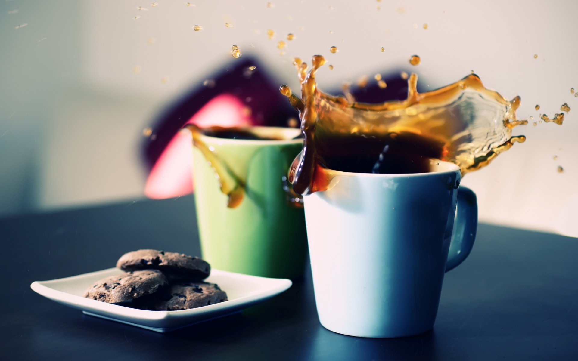 table tasses thé splash éclaboussures fond images fond d écran