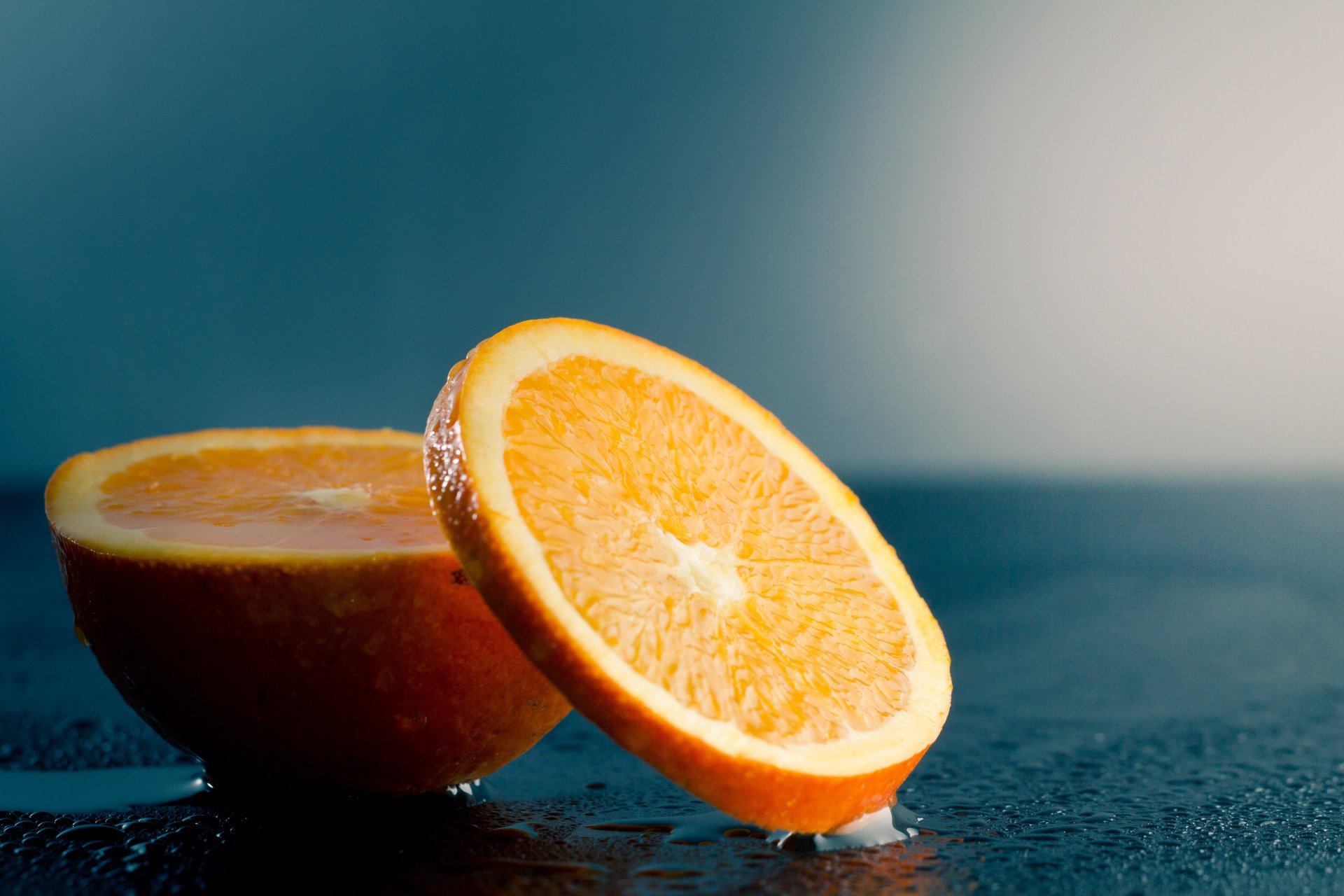 orange citrus fruit food slice wet drop