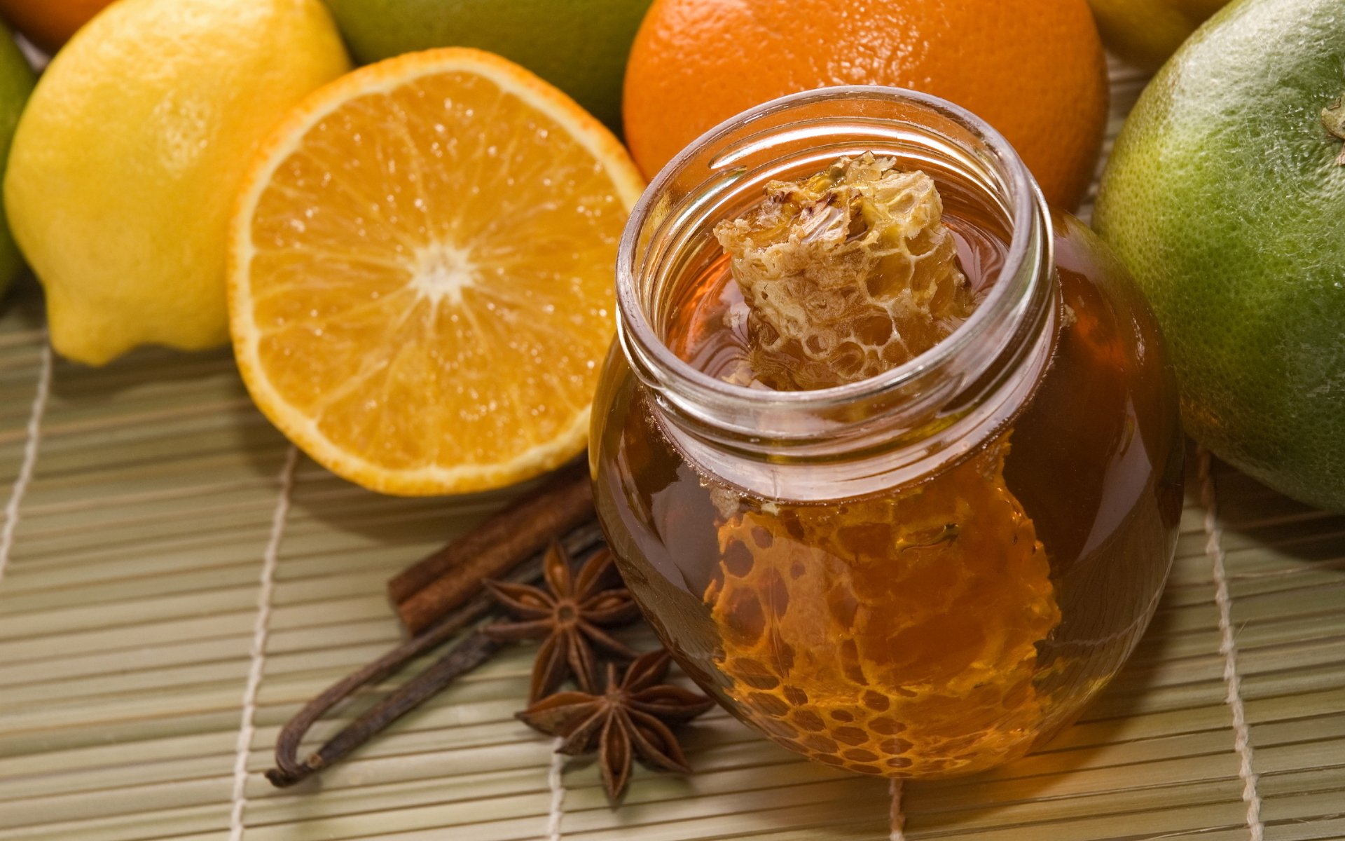 essen süß honig obst orange zitrone waben dose