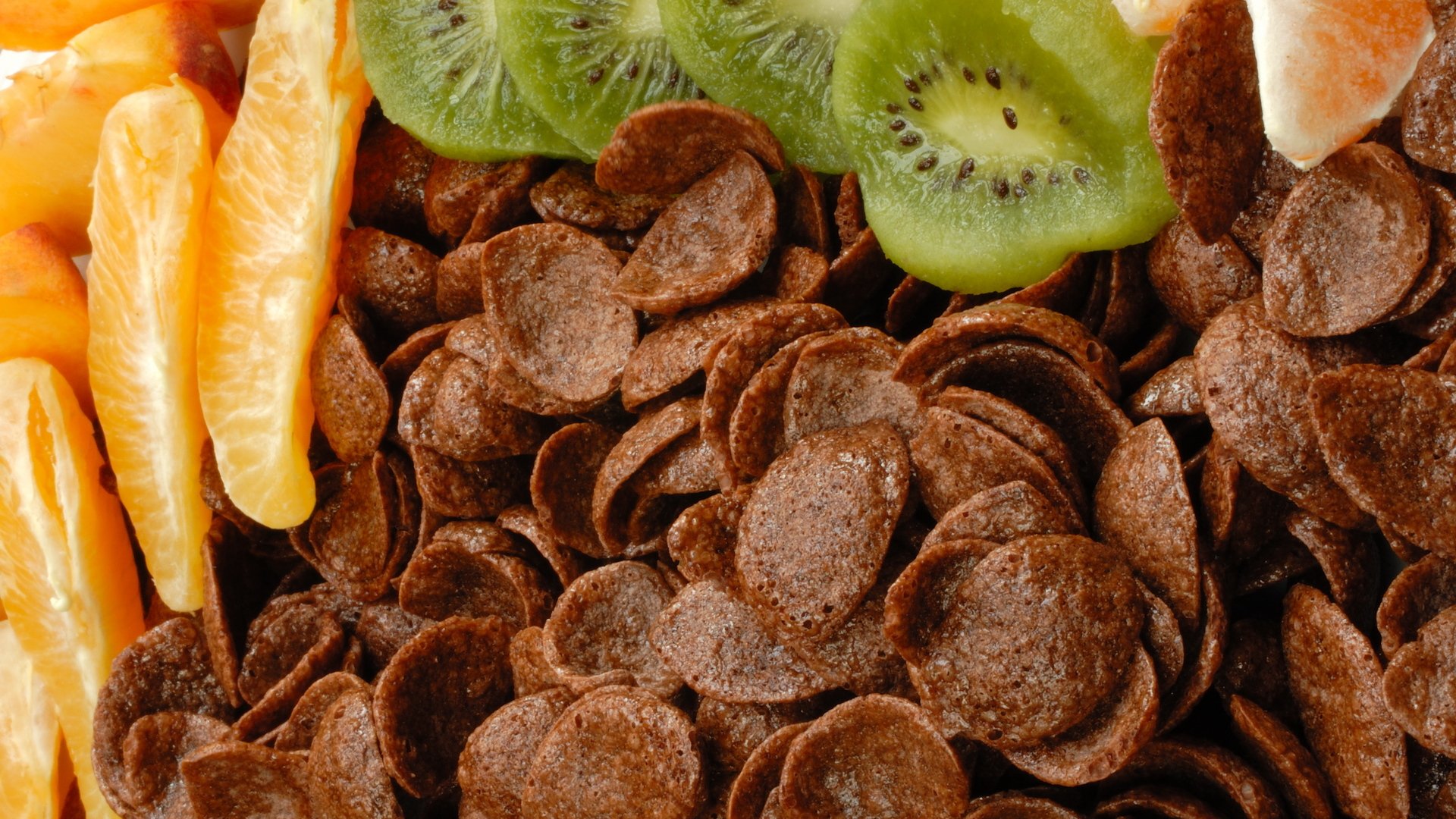 comida postre dulce copos de maíz chocolate fruta cítricos kiwi naranja alimentos cítricos naranja 1920x1080