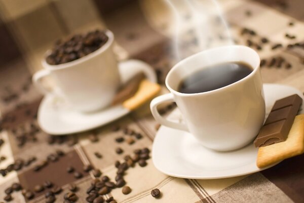 Coffee beans with dessert
