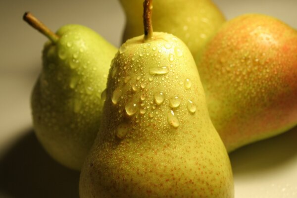 Juicy pear in drops