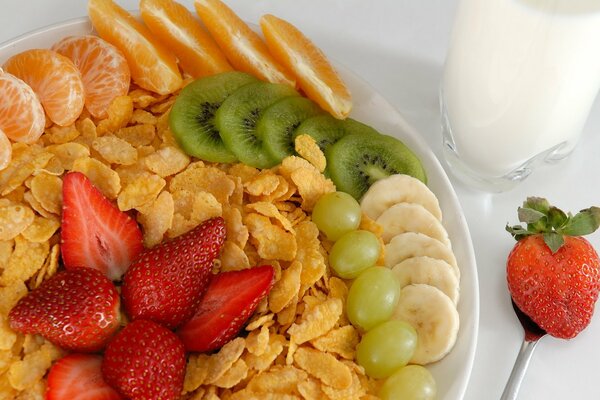 Deliziosa colazione sana con cornflakes