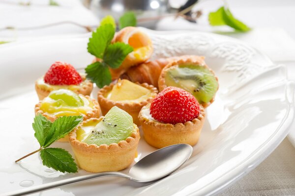 Cakes with fruits and berries