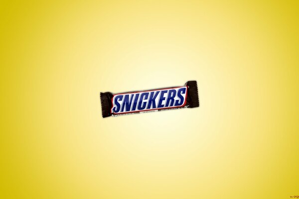 The legendary batochnik snickers on a yellow background
