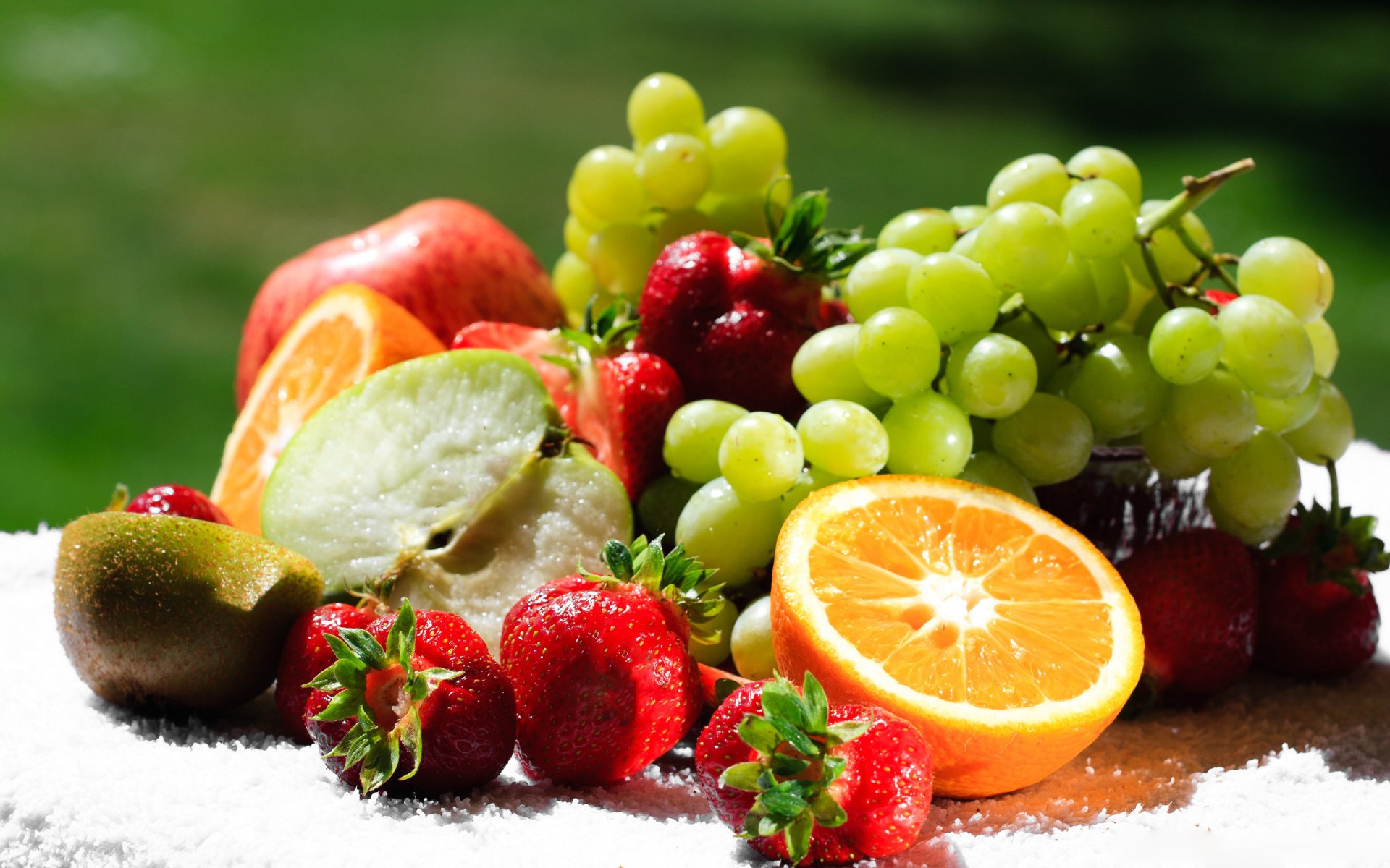 fruits berries food grapes strawberry orange kiwi