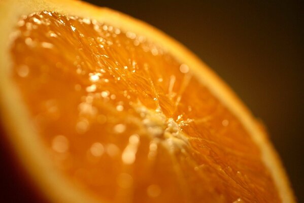 Orange in a close-up section