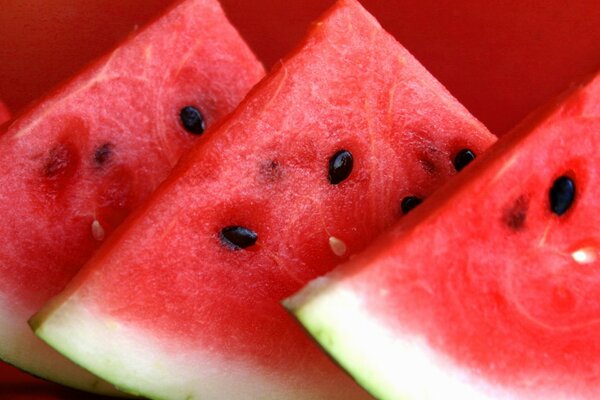 Juicy slices of fresh watermelon