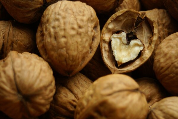 Walnuts in a shell in the form of a heart