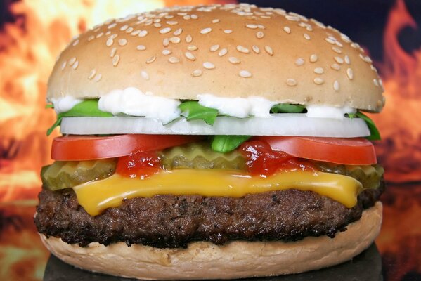 Mi piace mangiare un hamburger al Mcdonald s, soprattutto quando il formaggio si diffonde sul panino