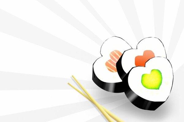 Cibo sushi minimalista con bacchette