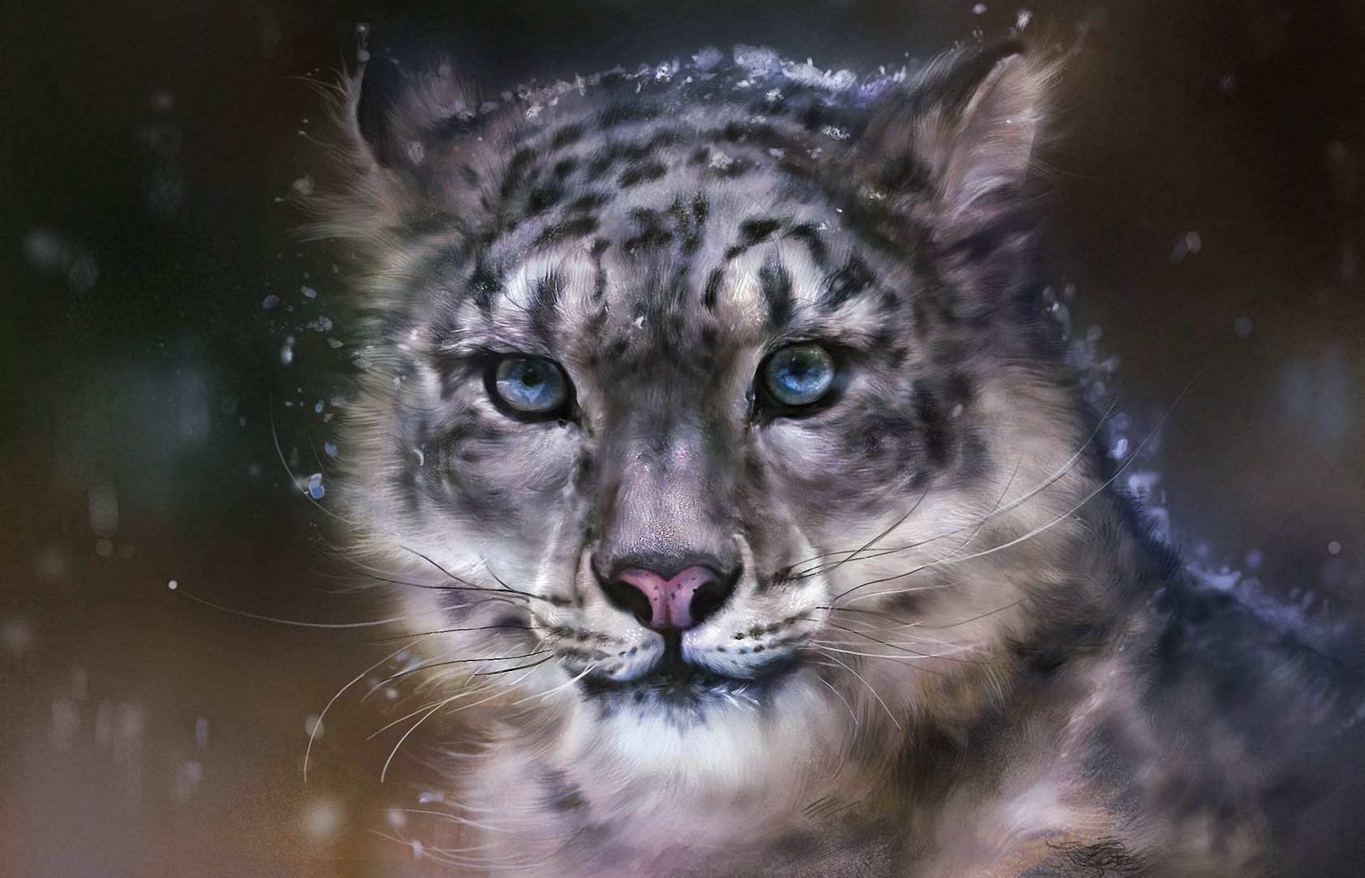 arte rong rong leopardo nieve gato salvaje depredador