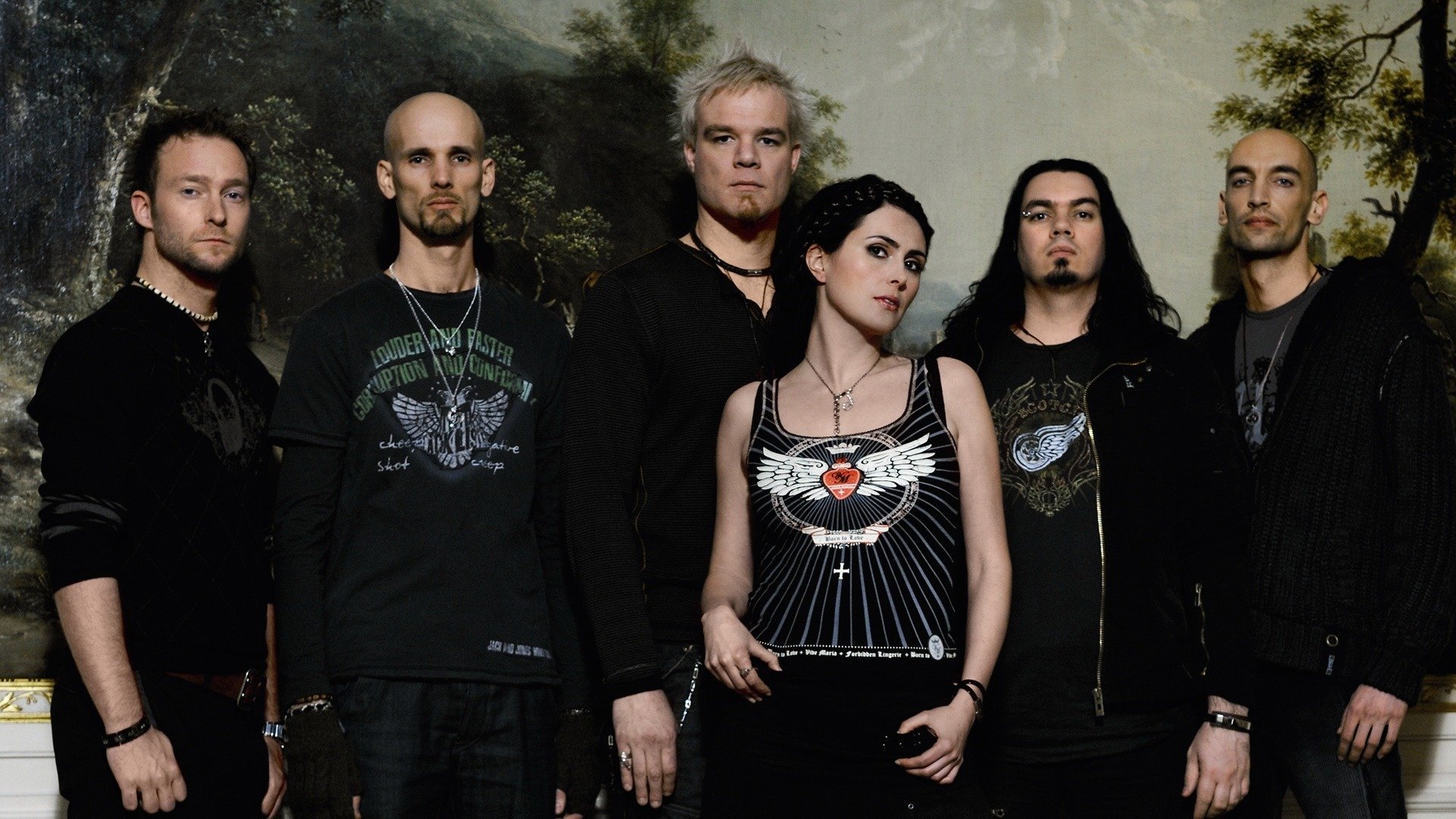 within temptation sharon den adele groupe forêt fond