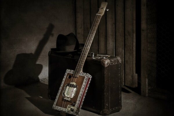 Photo d une belle guitare dans un style rétro