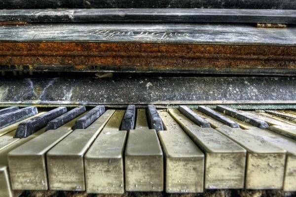 Vintage piano in macro size